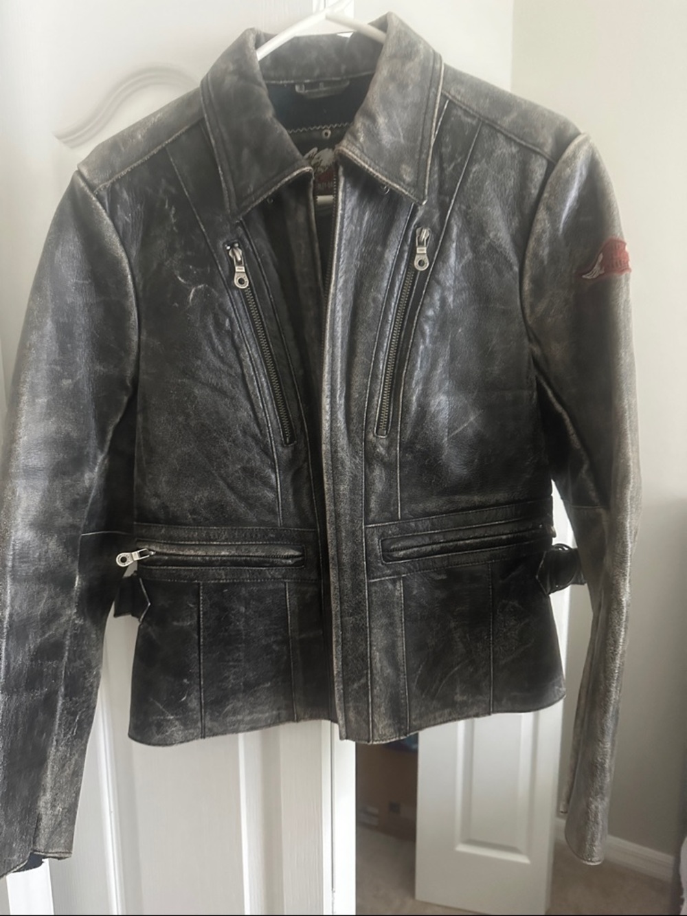 Harley-Davidson Black Leather Jacket with Eagle Patch